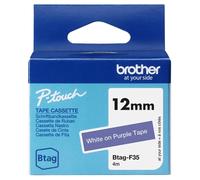 Ruban Brother Btag-F35 12mm - Texte blanc sur fond violet - Dimensions 12mmx4 mètres - Convient pour PTN10, PTN20, PTN25BT