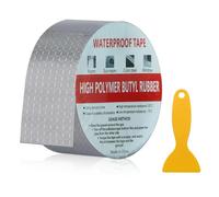 Ruban Butyle, Butyle en Étanche Ruban- Ruban Étanche Multi-usage avec Grattoir Inclus, 2 Pouces x 16 Pieds Bande Etancheite, Parfait pour les Réparations de Camping-Cars et le Colmatage des Fuites