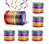 Ruban Cadeau 48 Rouleaux 5mm 10m Multicolore Bolduc pour Emballage Cadeaux Anniversaire Mariage Fêtes Artisanat Ruban Satin Décoratif Ficelle Ballon Serpentin Carnaval Confettis Accessoires