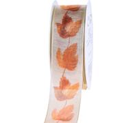 Ruban cadeau automne lisière tissée 40mm 15m feuilles d'érable ruban décoration loisirs créatifs