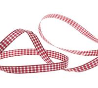 Ruban cadeau Carreau Bordeaux 8mm 20m - Ruban décoratif rustique art de la table DIY