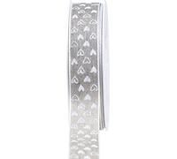 Ruban cadeau Coeurs Beige 25mm x 15m Ruban décoratif pour mariage, anniversaire & Saint-Valentin