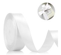 Ruban cadeau de satin 22 m x 20 mm de large - Ruban blanc pour mariage, travaux manuels et emballage cadeau - Décoration de mariage (blanc)