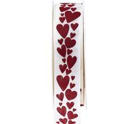 Ruban cadeau Décor Romantique Coeurs Rouges Tissu 25mm 18m