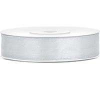 Ruban cadeau en satin argenté 25m 12mm de large