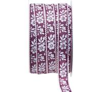 Ruban cadeau Fleurs Ruban décoratif Rétro Ruban en tissu Mauve 15mm x 25m