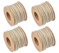 Ruban Cadeau Jute Rouleau Ruban De Lin Naturel Toile de Jute Vintage Artisanal pour DIY Décoration Artisanat Fête Mariage Maison Décoration 4 Rouleaux (0.6cmx10m)