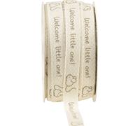 Ruban cadeau Naissance Baptême Coton 15mm 20m Crème