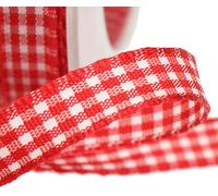 Ruban cadeau Premium avec lisière tissée 15mm x 20m rouge à carreaux - Ruban décoratif décoration de Noël art floral