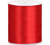 Ruban cadeau satin rouge 25m 100mm de large