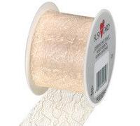Ruban cadeau, sur bobine 'Lace ', crème