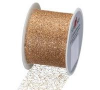 Ruban cadeau, sur bobine 'Lace metallic', argent