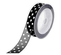 ruban cadeau transparent, Ruban double face en organza de polyester à pois, 40 m de long, multicolore, for mariage, fête, Noël ou loisirs créatifs.(Black)
