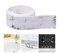 Ruban Calfeutrage Bande D'étanchéité Pvc Ruban Auto Adhésif Joint Baignoir Etanche Ruban Calfeutrage Décoratif Pour Evier Cuisine Toilette Salle Baignoire Des Bords Marbre Blanc