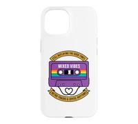 Ruban Cassette rétro LGBT Rainbow Heart Gay Pride Coque pour iPhone 15