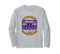 Ruban Cassette rétro LGBT Rainbow Heart Gay Pride Manche Longue