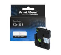 Ruban compatible Brother TZe-233 - (12 mm) - Bleu sur blanc