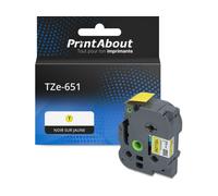 Ruban compatible Brother TZe-651 - (24 mm x 24 mm) - Noir sur jaune