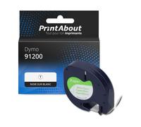 Ruban compatible Dymo 91200 (S0721510) - (12 mm) - Noir sur blanc