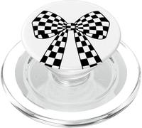 Ruban Coquette à Carreaux Noir et Blanc avec nœud Mignon PopSockets PopGrip pour MagSafe
