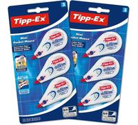Tipp-Ex Ruban correcteur Mini Pocket Mouse – Très résistant 6 m x 5 mm – Lot de 2 blisters de 3