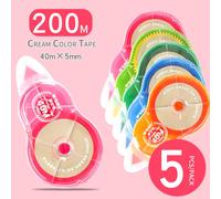 Ruban Correcteur Blanc/Crème De Grande Capacité,200 Mètres,4 Pièces 40m X 5 Pièces,Pour École Primaire - Type 56131 Cream Tape200m