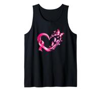 Ruban-Courage-Cœur Papillons Fuchsia Cancer du Sein Octobre Débardeur