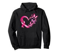 Ruban-Courage-Cœur Papillons Fuchsia Cancer du Sein Octobre Sweat à Capuche