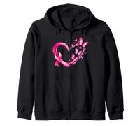 Ruban-Courage-Cœur Papillons Fuchsia Cancer du Sein Octobre Sweat à Capuche