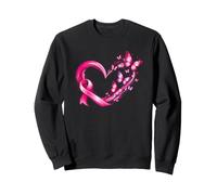 Ruban-Courage-Cœur Papillons Fuchsia Cancer du Sein Octobre Sweatshirt