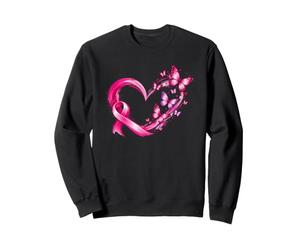 Ruban-Courage-Cœur Papillons Fuchsia Cancer du Sein Octobre Sweatshirt