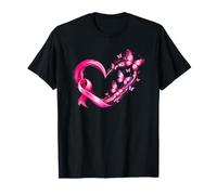 Ruban-Courage-Cœur Papillons Fuchsia Cancer du Sein Octobre T-Shirt