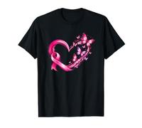 Ruban-Courage-Cœur Papillons Fuchsia Cancer du Sein Octobre T-Shirt Graphique avec Valeur