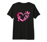 Ruban-Courage-Cœur Papillons Fuchsia Cancer du Sein Octobre T-Shirt Haut de Gamme