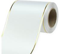 Ruban couronne blanc avec bord doré pour impression informatique, ruban satin, résistant à l'eau, 25m x 125mm