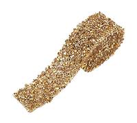 Ruban Cristal, Ruban A Coudre Rubans Paillettes Garniture Ruban Diamant de Maille Etincelant Décoration L'anniversaire Fête Mariage Guirlande 0.3cm×90cm(Crystal Gold Bottom)