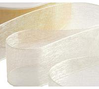 Ruban d’organza.qualité supérieure, de nombreuses couleurs et tailles 10 mm, 12 mm, 20 mm, 25 mm.Pochoir, emballage cadeau, décoration de la maison.Rouleau de 46 m, GCS Londres., crème, 12 mm