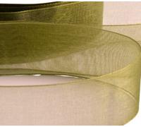 Ruban d’organza.qualité supérieure, de nombreuses couleurs et tailles 10 mm, 12 mm, 20 mm, 25 mm.Pochoir, emballage cadeau, décoration de la maison.Rouleau de 46 m, GCS Londres., vert olive, 12 mm