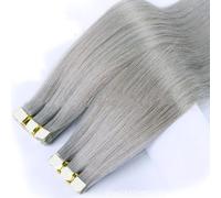Ruban dans les extensions de cheveux, 100G 40Pcs gris, Vrais cheveux raides Remy humains, Extensions de ruban invisible avec des extrémités épaisses pour les femmes filles,24inch