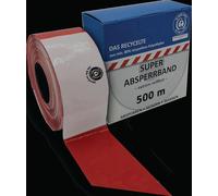 Ruban de balisage L.500m L.80mm rouge/blanc bloqué,recyclé 500m/carton