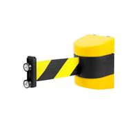 Ruban de barrière magnétique rétractable, cordon de sécurité pour l'extérieur, rayures jaunes et noires, idéal pour le contrôle des foules et le maintien de l'ordre dans les espaces publics