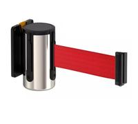 Ruban de barrière rétractable, Barrière - Fixation fixe Panneau arrière amovible Avec ceinture rouge en nylon 2M/3M/5M et réducteur de tampon intégré(B,5M/16.4FT)
