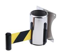 Ruban de barrière rétractable de 5 m, sangle de gestion de file d'attente en acier inoxydable, ceinture de contrôle de foule murale (noir jaune) - Idéal pour les événements, la sécurité et les