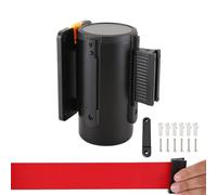 Ruban de barrière rétractable, Fixation murale avec ceinture rouge, 3 directions de d'isolation peuvent être changées librement(A,2M/6.5FT)