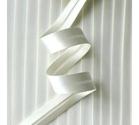 Ruban de biais satiné ivoire de 18 mm de large, pré-plié, au mètre