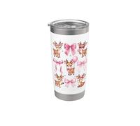 Ruban de cerf coquette avec nœud esthétique, mignon, amant de cerf, graphique Gobelet isotherme en acier inoxydable double paroi