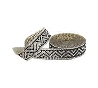 Ruban de chaîne en strass étincelant de 2 mètres, garniture décorative scintillante pour décoration de mariage, fournitures de fête, projets de bricolage, 2 cm de large, (triangle noir)