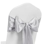 Ruban de chaise en satin avec nœuds plus larges et plus complets pour décoration de mariage, banquet (argent, 100)