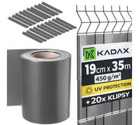 Ruban de clôture en PVC KADAX pour panneaux de clôture gris 19 cm x 35 m