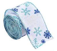Ruban de décoration de fête en tissu Bleu 6,3 cm x 2 m | Abricot rose, gris, bleu, pour des nuances polyvalentes, correspond aux thèmes de Noël, large pour un impact visuel